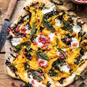 Caramelized Onion, Butternut Squash, and Crispy Kale Pizza | halfbakedharvest.com #pizza #autumn #fallrecipes #easy #easydinner