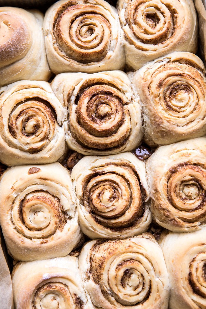 overhead photo of buns after baking