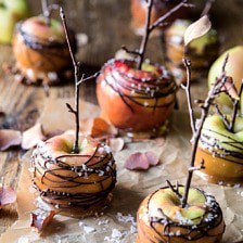 Sweet and Salty Chocolate Drizzled Cider Caramel Apples.