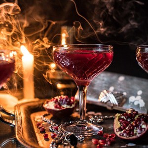 The Half Blood Prince Cocktail | halfbakedharvest.com #cocktails #halloween #pomegranate #fall #autumn