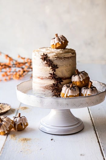 Chai Pumpkin Cake with Maple Browned Butter Frosting.