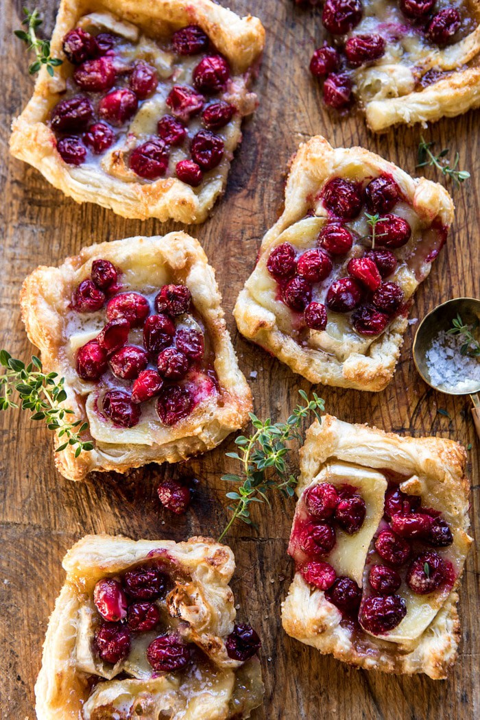 overhead photo of Cranberry Brie Pastry Tarts 