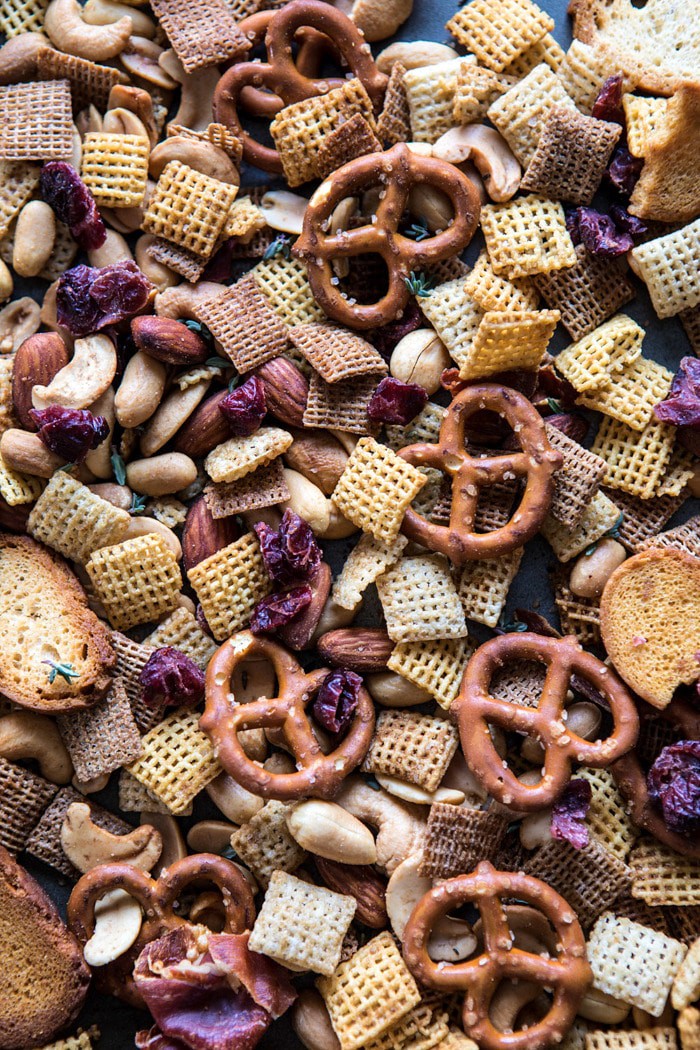 overhead photo of chex mix