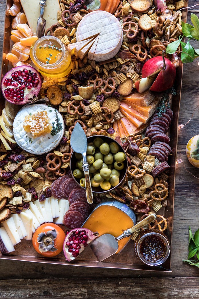 close up overhead photo of Holiday Cheese Board 