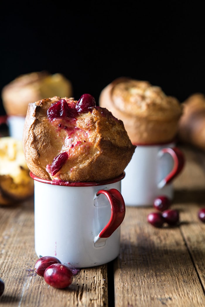 close up of Perfect Popovers with Cranberry Butter