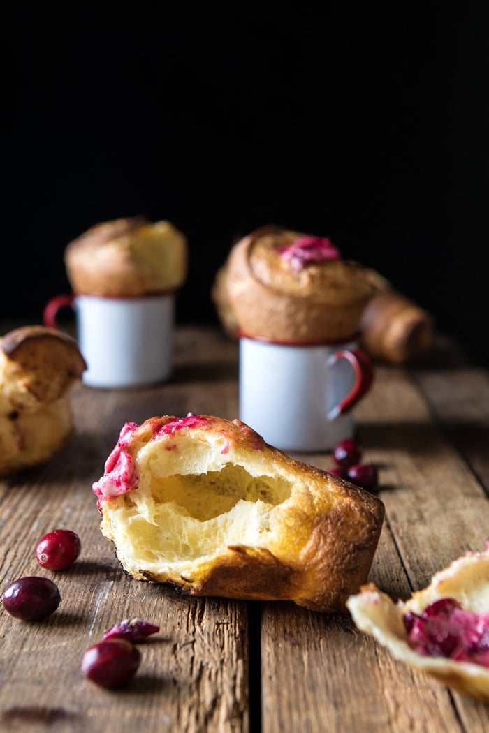 broken in half Perfect Popovers with Cranberry Butter