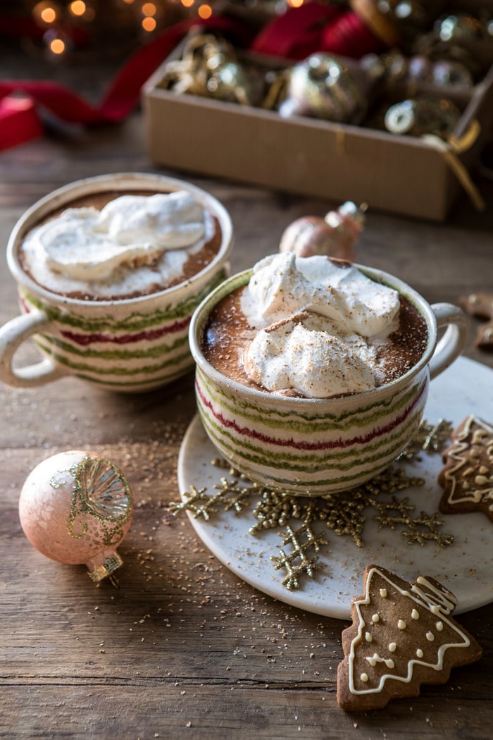 front on photo of Vanilla Mocha Hot Cocoa with whipped cream and cookies