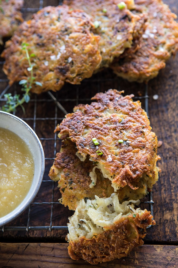side angle photo of Herbed Cheddar Latkes