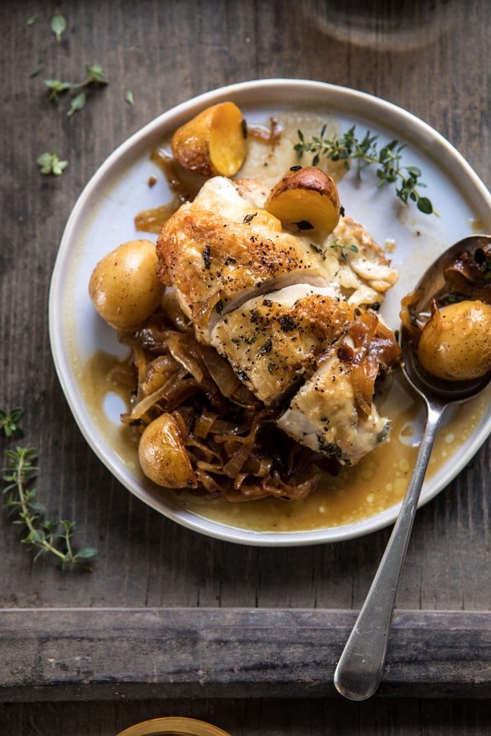  Roasted French Onion Chicken and Potatoes on plate
