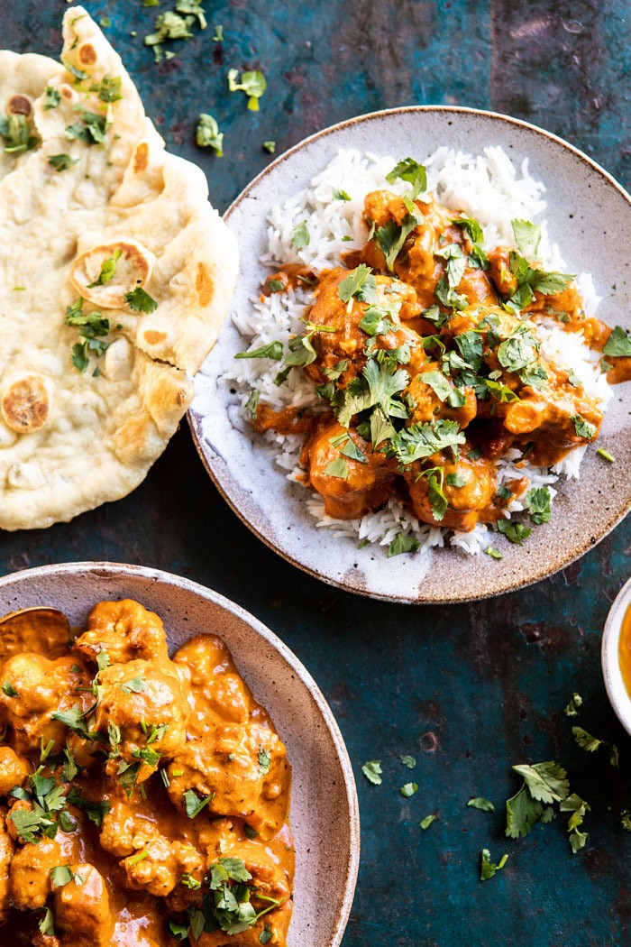 overhead photo of Indian Coconut Butter Cauliflower 