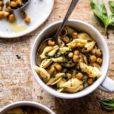 Instant Pot Cacio e Pepe with Crispy Garlic Basil Chickpeas | halfbakedharvest.com #pasta #instantpot #easyrecipes #healthyrecipes #chickpeas