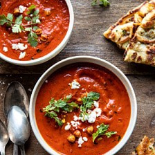 New! Creamy Moroccan Tomato Soup. The cozy weeknight soup that's quick, easy, and healthy too. Recipe: https://dev.halfbakedharvest.com/creamy-moroccan-tomato-soup/ #tomatosoup #easyrecipes #healthy #soup #vegan