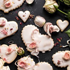 Lemon Rose Shortbread Cookies | halfbakedharvest.com #cookies #valentinesdays #easyrecipes #sugarcookies #dessert