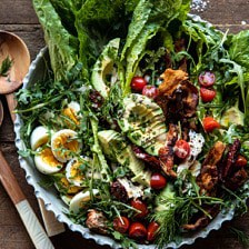 Sun-Dried Tomato Chicken and Avocado Cobb Salad with Tahini Ranch | halfbakedharvest.com #salad #easyrecipes #healthy #chickenrecipes