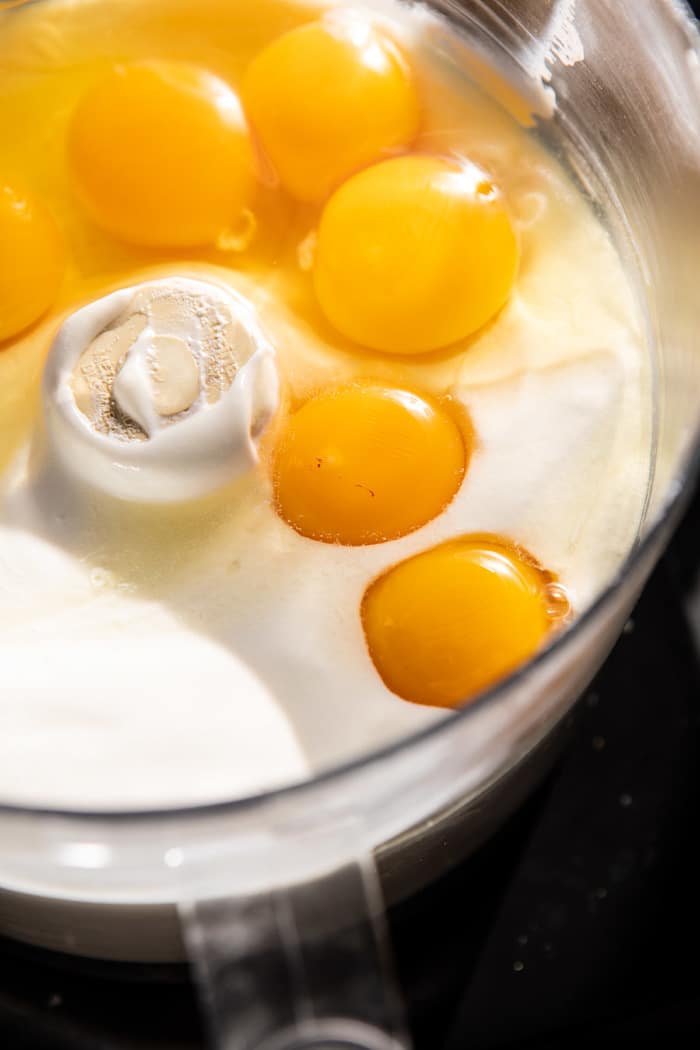 Whipped ricotta with raw eggs before baking