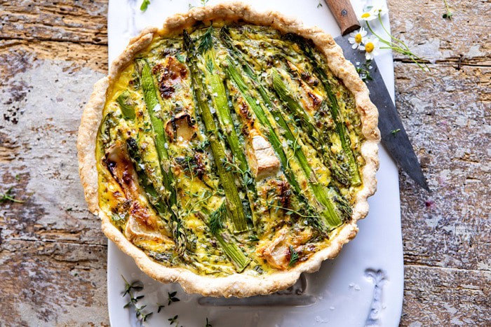 horizontal photo of Asparagus and Brie Quiche