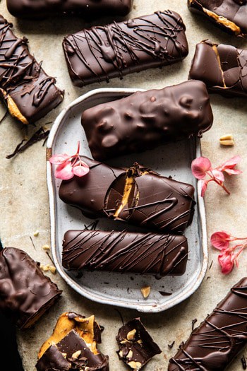 Chocolate Covered Creamy Peanut Butter Cup Bars.