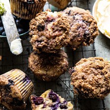 Cinnamon Crunch Blueberry Coffee Cake Muffins | halfbakedharvest.com #breakfast #brunch #snacks #easyrecipes #spring #summer #blueberrymuffins