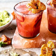 Strawberry Hibiscus Ginger Margarita | halfbakedharvest.com #cocktail #margarita #tequila #drinks
