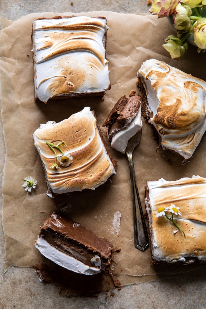 overhead photo S'mores Chocolate Mousse Bars 