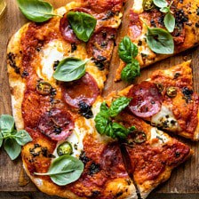 Sweet and Spicy Tomato Basil Pepperoni Pizza.