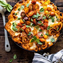 One Pot 30 Minute Creamy Tomato Basil Pasta Bake | halfbakedharvest.com #pasta #summerrecipes #onepot