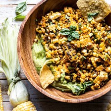 Grilled Street Corn Salad with Avocado Mayo | halfbakedharvest.com #corn #salad #easyrecipes #summer