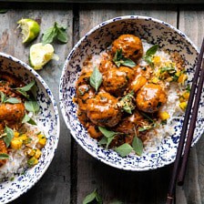 Weeknight 30 Minute Coconut Curry Chicken Meatballs.