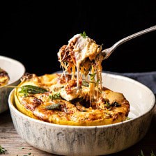 Roasted Garlic Spaghetti Squash Lasagna Boats | halfbakedharvest.com #healthyrecipes #spaghettisquash #fall #easyrecipes