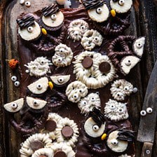 BOO! Spooky Monster Chocolate Covered Pretzel Brownies.