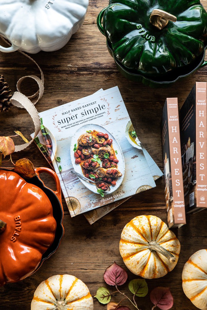 overhead photo of Half Baked Harvest Super Simple cookbook