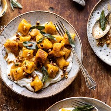 Pumpkin Cauliflower Gnocchi with Nutty Browned Butter and Whipped Ricotta | halfbakedharvest.com #pumpkin #cauliflower #gnocchi #fall #easy