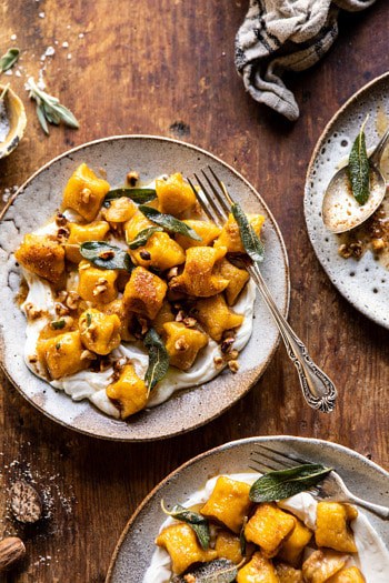 Pumpkin Cauliflower Gnocchi with Nutty Browned Butter and Whipped Ricotta.