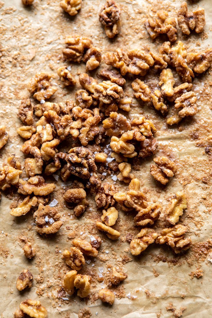 walnuts on baking sheet