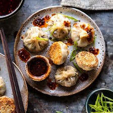 Chinese Mushroom Dumplings with Sweet Chili Ginger Sesame Sauce | halfbakedharvest.com #dumplings #potstickers #chinese
