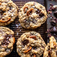 Salted Pretzel Cowboy Party Cookies | halfbakedharvest.com #cookies #chocolate