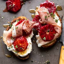 Simplest Whipped Ricotta Toast with Lemon Thyme Honey.