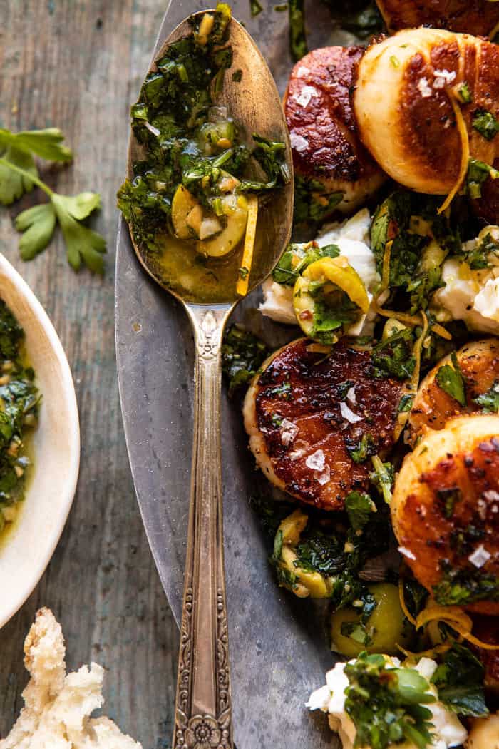 overhead close up photo of Lemony Feta Dressing 