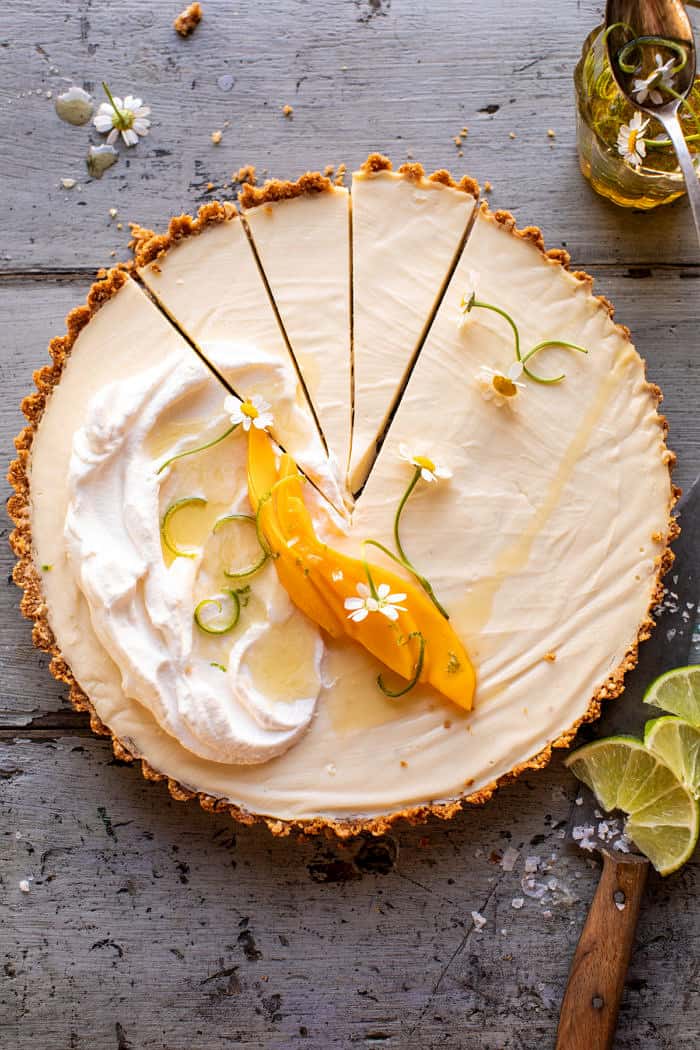 overhead photo of of No Fuss Coconut Lime Tart