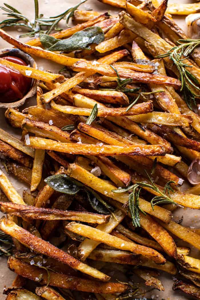 overhead close up photo of Oven Baked Tuscan Fries