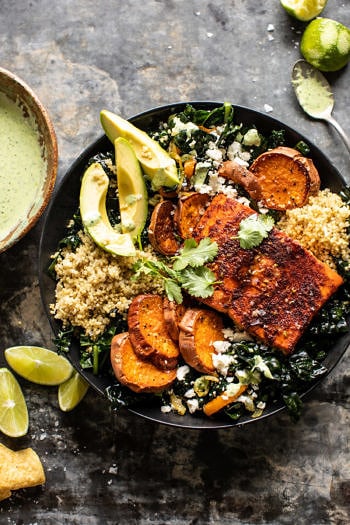 Sheet Pan Chipotle Salmon with Cilantro Lime Special Sauce.
