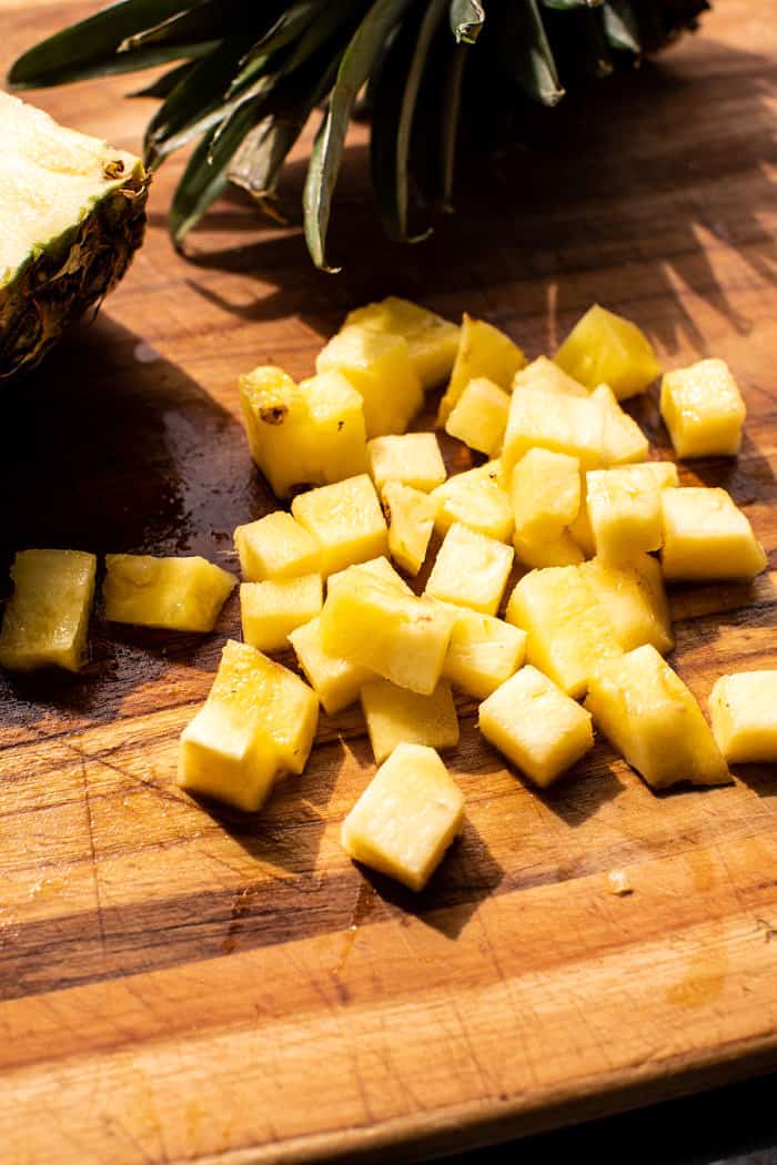 prep photo of Pineapple chunks on cutting board