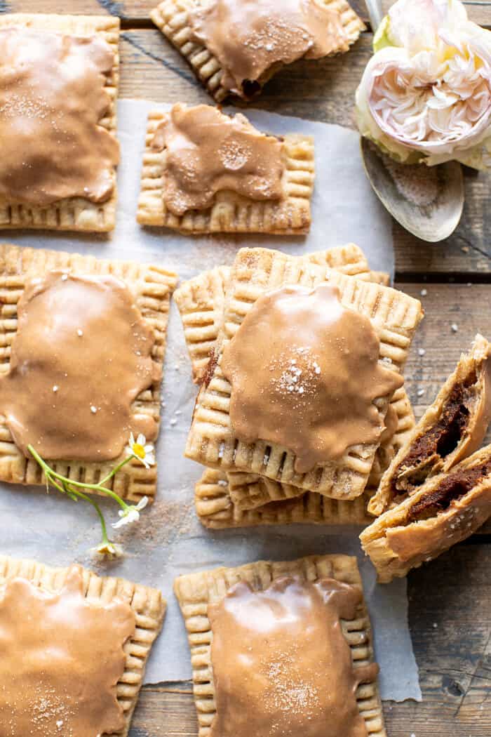 overhead photo of Homemade Frosted Brown Sugar Cinnamon Pop Tarts