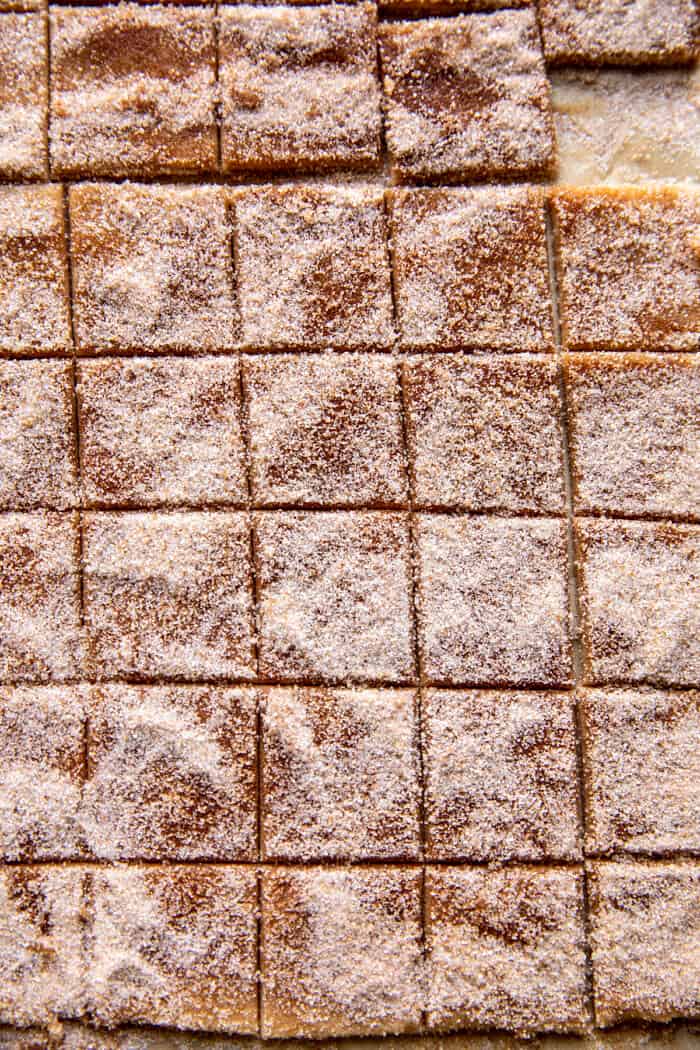 close up prep photo of cinnamon toast crunch before baking 