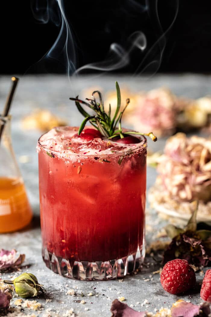 The Hermione Granger Cocktail with smoking rosemary sprig
