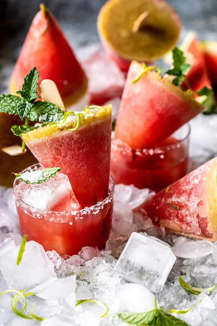 front on photo of Salted Spicy Watermelon Margarita Popsicles