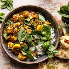 Spicy Coconut Basil Chicken Curry with Garden Vegetables | halfbakedharvest.com