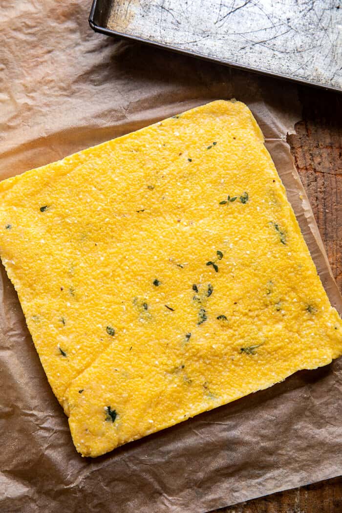 prep photo of polenta slab before cutting into fries