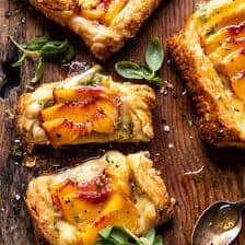 Peach Brie Pastry Tarts with Peppered Rosemary Honey.