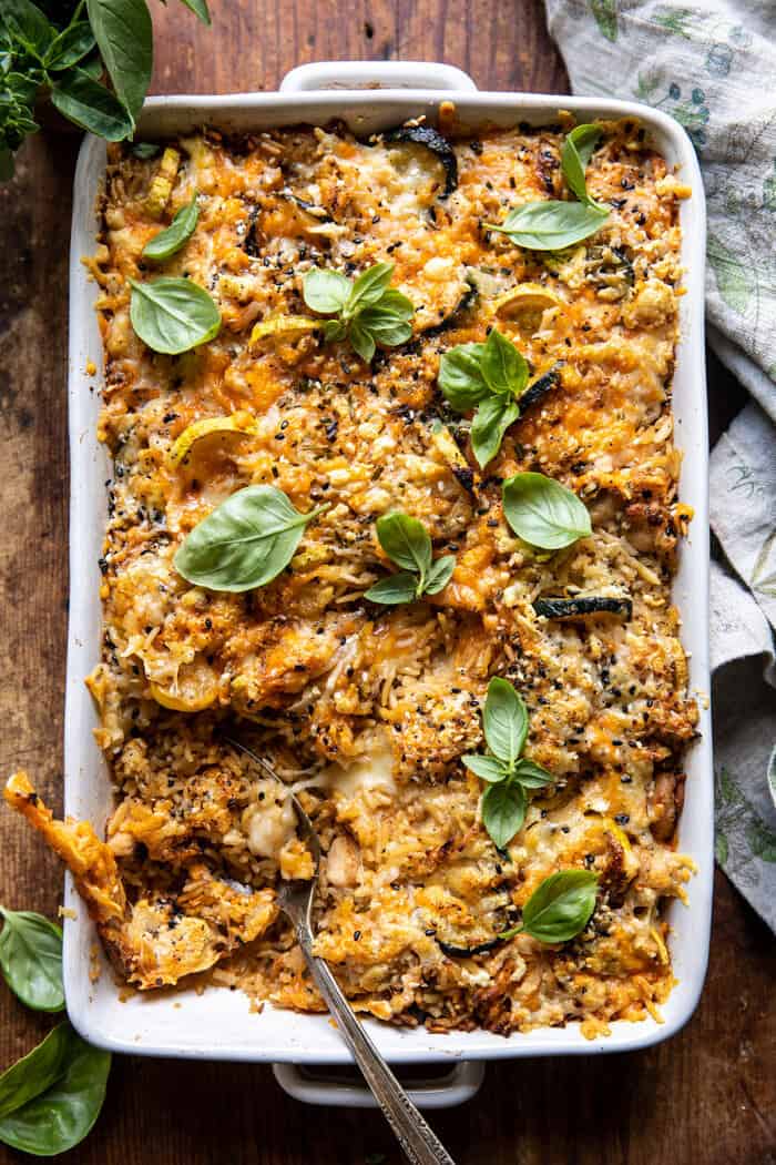 Cheesy Zucchini Chicken and Rice Bake | halfbakedharvest.com